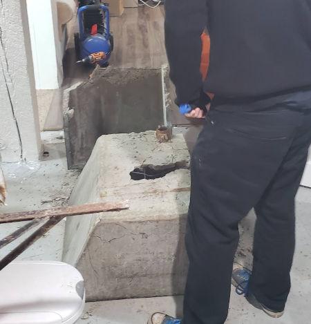 Concrete Slop Sink Replacement in action